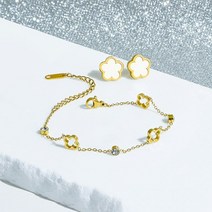 원석 옥 크리스탈 반지 목걸이세트 결혼식 혼주 한복 쌍가락지 패션 스테인레스 스틸 귀걸이 세트 여성용 쉘 꽃 목걸이 팔찌 귀걸이 트렌드 여성