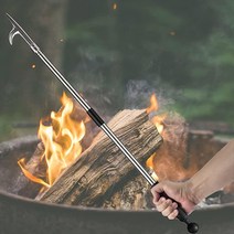 벽난로용 부지깽이 야외 캠프파이어 포커용 조절 가능한 81.3cm(32인치) 화덕 튼튼한 연강 벽난로 도구 화재에 적합 목재 스토브 및 야외 캠핑 사용 (실버), Silver_32