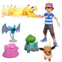 Pokémon 배틀 피규어 멀티 팩 런칭 액션 토이 세트 - 제너레이션 1 지우 피카츄 이브이 이상해씨 메타몽 및 쥬벳 6개입 포함 4세 이상 154816