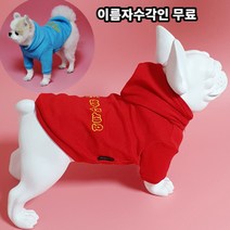 강아지옷 후드 애견 소형 중형견 면 스판 인식표 이름각인 XS 2XL, 스카이