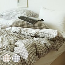 [아토앤알로] 깅엄체크 모달 코튼 이불커버 Q, 색상:모달 깅엄체크 이불커버(Q)_베이지
