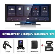 블랙박스 룸미러 1026 quot대시캠 후방 카메라 와이파이 카플레이 및 안드로이드 자동 4K DVR GPS 네비게이션 비디오 레코더 대시 보드 듀얼 렌 24 시간 주차 AUX, Dual LensXGPS XHWK+128G TF Car