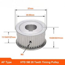 풀리 풀러 HTD 타이밍 싱크로너스 휠 AF 키웨이 보어 알루미늄 아이들러 톱니 폭 11 16 21 27mm 5M 20, [11] 18mm-keyway 6x2.8mm, [01] 11mm, [01] 1 개, 1개