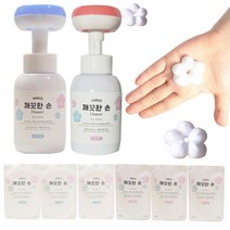 깨끗한손 플라워 버블 핸드워시 꽃모양 손세정제 거품 본품 라임향1개+파우더향1개+리필6개 각 300ml IN BIO, 리필 파우더향3개+라임향3개
