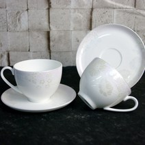 한국도자기 화이트부케 2인조 커피잔