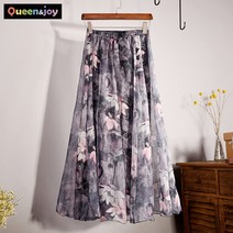 퀸앤조이 보헤미안 프린팅 밴딩 스커트