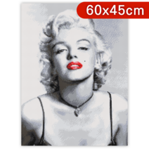 블링블링 캔버스 액자형 보석십자수 60 x 45 cm 해바라기 부엉이 금전수 DIY 세트 비즈 큐빅 대형, 1개, CV-055 (마릴린먼로)