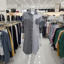후라밍고 배색 롱스트라이프 블라우스 FMB192200