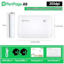 사진인화기 스티커사진기계 스마트폰사진인화기 PeriPage A9s MAX 휴대용 무선 감열식 포토 프린터 304dpi, 03 A9 203dpi