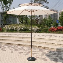 [단품구성] 한국파라솔 국산 FRP 카본 2단 파라솔 직접세트구성 - 테이블 및 의자 물통받침대는 추가로 구매하셔야 됩니다, 42. 카본(우드색상) 2700mm 파라솔[검정]