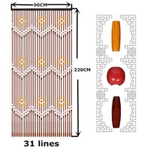 거실 우드블라인드 90x220cm 31 라인 수제 나무 블라인드 비드 커튼 플라이 스크린 게이트 디바이더 복도