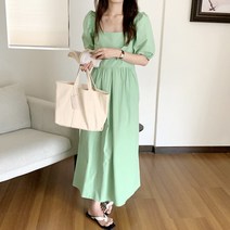 드레스날다 좋아해뒷트임 스퀘어 퍼프 롱 원피스(mops1534)