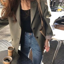 어텀 투버튼 루즈핏 하프 자켓 오버핏 테일러드 블레이저 싱글 봄 자켓
