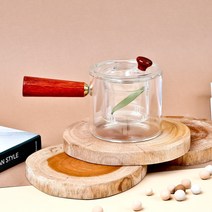 미즈앙플라스 우드핸들 내열유리 티팟세트 차우림 유리주전자 유리티포트 차주전자 찻주전자 세트 500ML, 우드핸들 500ML, 투명