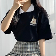[색감이뻐요!] 테디 카라 자수 반팔티