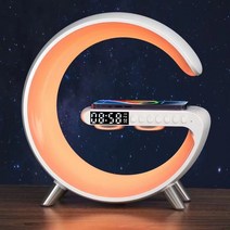 스마트 무선 충전기 블루투스 스피커 알람 시계 인테리어 조명, 화이트 플래그십 버전