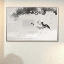 ix687-소나무와새 동양화 중형메탈액자 실버/1타입