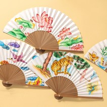 바오바론 합죽선 고급형 전통 접이식 한지 부채 만들기 색칠 꾸미기 미술 수업 도구 투명스티커 증정, 고급형(무지+사은품제공)