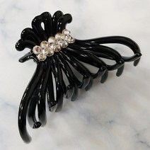 SUNNYDAY 큐빅 반머리 헤어집게핀 성인 여성 데일리 헤어 악세사리 헤어핀 머리핀 블랙 크리스탈 고급 백화점 중단발 삔 PP8