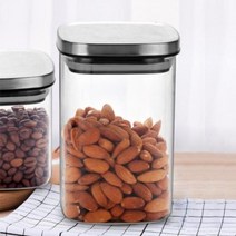 QPF587558유리보관 밀폐용기 1L 사각 캐니스터, 단품, 단품