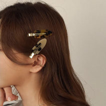 [초콜리트쥬얼리] 베베 프렌치마블 셀룰로오스 포인트 메이크업 앞머리 고정 집게 옆머리핀