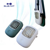 브랜드없음 블루안트 휴대용 목걸이 선풍기 탁상용 USB 충전식, 다크그린