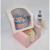 큰창 물결 쉬폰케이크 상자 받침포함가 한정수량판매, 화이트상자+받침