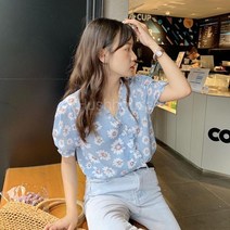 SAMARA 블라우스 2컬러 귀여운 해바라기 프릴 랩 반팔