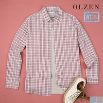 올젠(OLZEN) 쿨코튼 컬러 체크 긴팔 셔츠 (ZOB2WC1302)