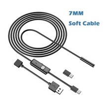 내시경카메라 산업용7MM 안드로이드 내시경 카메라 3in1 마이크로 USB c 타입 산업용 보어스코프 IP67 방, 03 2m, 01 7MM Soft Cable