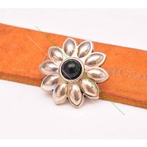 비즈공예 원석 10pcs 30Mm 실버 서양 노란색 구슬 꽃 Conchos 스크류 백 DIY Leathercraft 벨트 수하물 가, 02 Black Bead