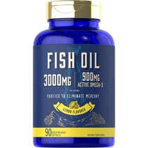Carlyle 피쉬오일 3000mg 오메가3 효능 900mg 90소프트젤 레몬 맛, 1개, 90정
