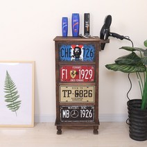 레트로 서랍 캐비닛 헤어 살롱 뷰티 살롱 제품 도구 카트 단단한 나무 사물함 미국 국가 이발사 보관 캐비닛, 전체 의상, 마지막신작포드로스A타입