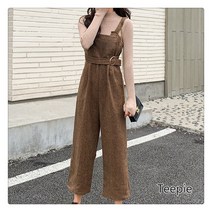 티피/Teepie 코듀로이 멜빵바지 슈트여 추동 루즈핏 점프 바지기질와이드 레그 팬츠투피스