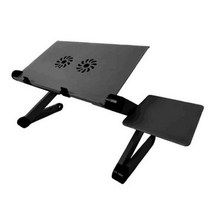 알루미늄 노트북 책상 휴대용 TV 침대 컴퓨터 트레이 PC 테이블 스탠드 데스크 마우스 패드, pad with fan