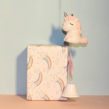 MEIISEO현관종 도어벨 방울 행운의나무 풍경 유리종, 귀여운 소녀 포장 (인사말 카드를 쓸 수 있음), 핑크 유니콘 바람 차임