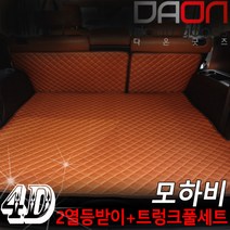주식회사 아이빌 기아 모하비 신형퀼팅 4D 자동차 트렁크매트 + 2열등받이 풀세트, 7인승 분리형, 블랙+블루