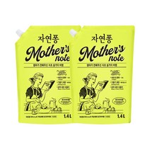 [식초X베이킹소다X구연산 소취&기름기 설거지 비법] 자연퐁 마더스노트 주방세제 로즈마리향 리필형 1.4L, 2개