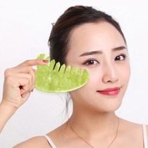 그랏사 두피관리 마사지 천연옥 빗괄사 얼굴 어깨 바디 경락 괄사 마사지기 도구, 1개