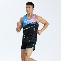 마라톤복장 마라톤 옷 육상유니폼 마라톤복 남자여자런닝복세트 러닝옷 러닝반바지 마라톤티셔츠, 30, 화사한블랙21631남