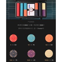 슬로우플레이 텍사스홀더 하이앤드 포커칩세트 프리미엄 43mm39mm, 02. 도자기 300장 칩세트 39mm