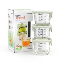 락앤락 바로한끼 이유식 정사각용기 3p, 1세트, 라이트그린, 230ml
