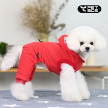 펫보스 강아지 애견 야상 패딩 올인원, 레드