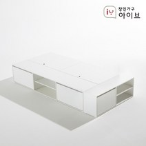 장인가구 아이브 와츠 낮은벙커 모듈형 빅수납 침대 SS 도어 수납장, 화이트