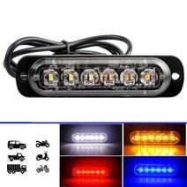 중장비 안전등 경고등 사고방지 자동차 트럭 라이트 18 모드 6LED 직사각형 1000LM 방수 IP67 비상, 04 Blue
