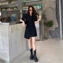 여름하객룩 여름 봄 가을 결혼식 블랙 반팔 원피스