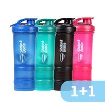 락앤락 쉐이크잇 스포츠 보틀 600ml 1+1 총2개 보충제 컨테이너 쉐이크 헬스물병, 블루+그린