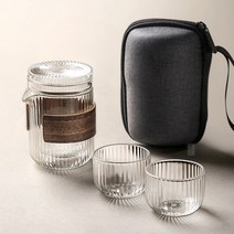 우드유리 휴대용 유리 다도세트 여행용 차우리기 차다기, 정장