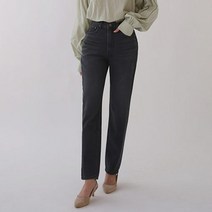여자 맘진 세미와이드 일자 면바지 블랙 데님 팬츠