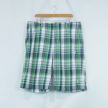 HAZZYS 면 체크패턴 반바지 블루그린화이트(남성 39)